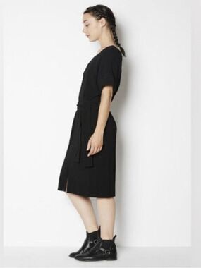 Achro Black Belted Front Slip Dress - Size Medium